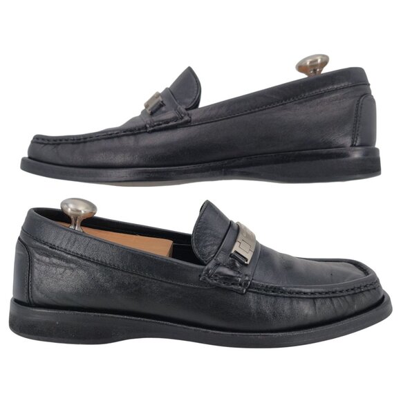 Salvatore Ferragamo Italy Men's 8.5D Black Leather Dress Shoes Logo Bit Loafers - Picture 4 of 11